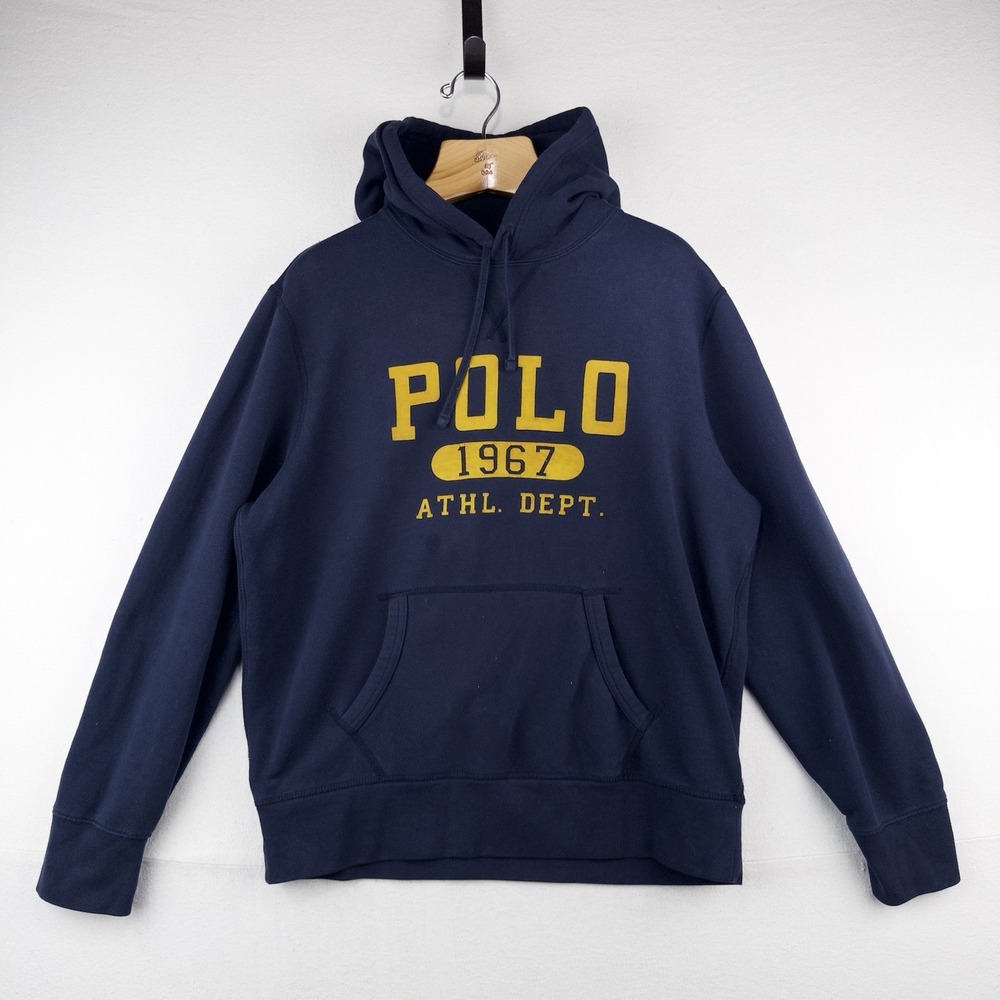 Polo Ralph Lauren Cruise Navy Flock Athletic Dept Hoodie Fleece Men's XL